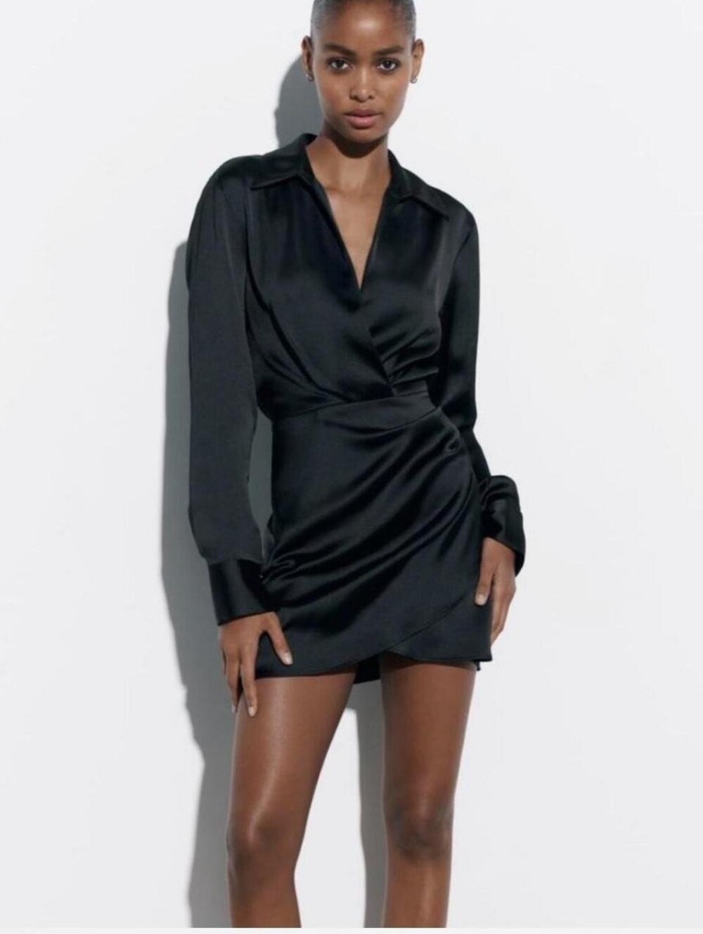 NWT Zara Black Ruched Mini Dress